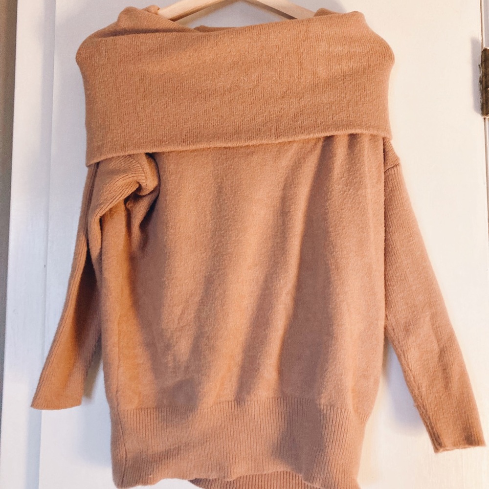 Tan off the shoulder sweater
